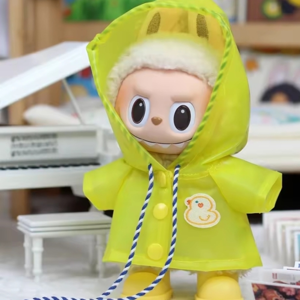 Yellow Raincoat for Labubu with Duck Patch